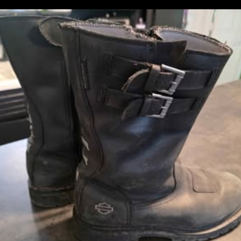 Harley-Davidson Brosner D93701 Mens Black Leather Zipper Motorcycle Boots Size 1